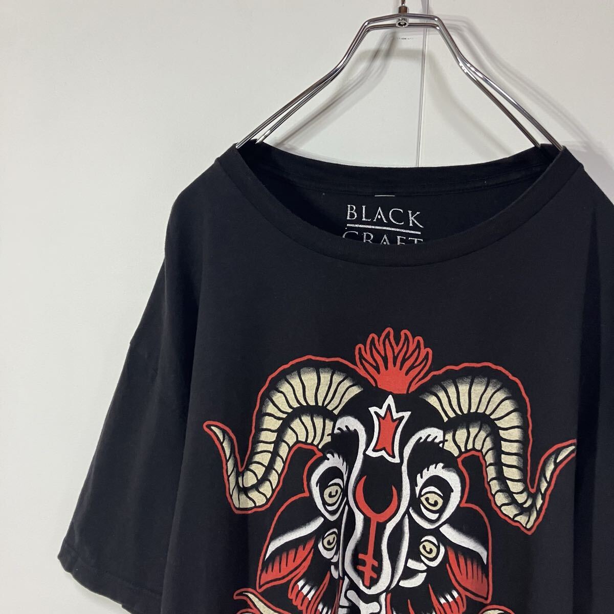 古着 アート プリント クルーネック 半袖 Tシャツ 大きいサイズ ブラック拍卖