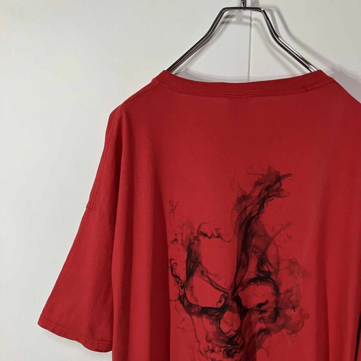 古着 アート プリント クルーネック 半袖 Tシャツ 大きいサイズ レッド 2XL拍卖