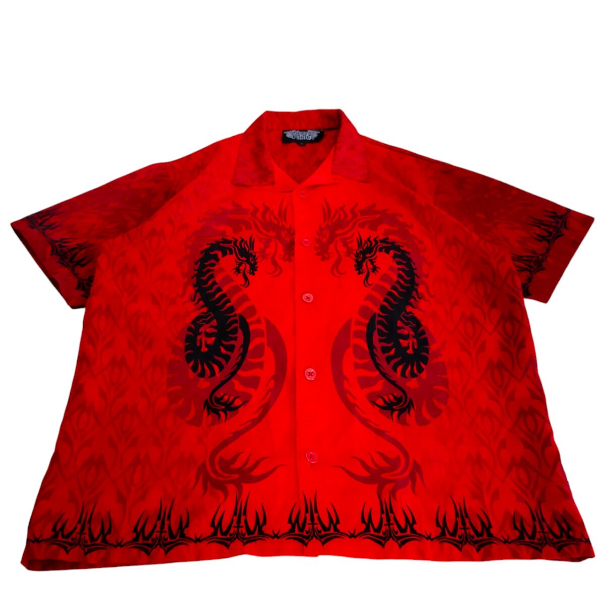 古着 silverpoint 半袖シャツ 柄シャツ ドラゴン 90s 00s拍卖