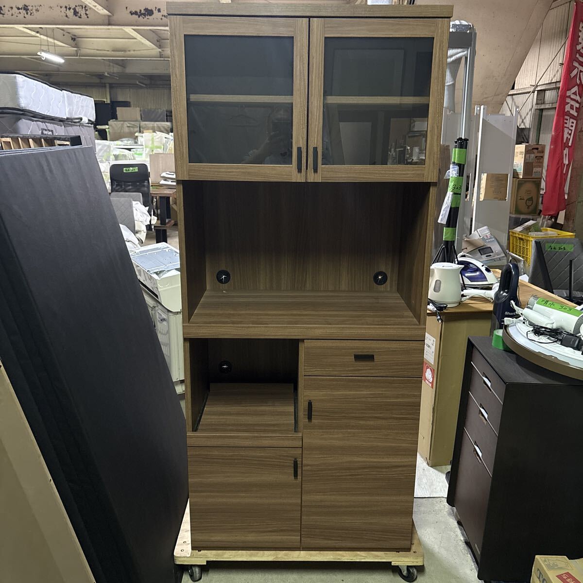 フナモコ 食器棚 幅79.2×奥44.5×高180cm リアルウォールナット SKD-81R 中古品 福岡県大川市 ㊥U00152拍卖