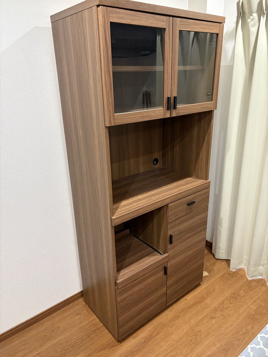 フナモコ 食器棚 幅79.2×奥44.5×高180cm リアルウォールナット SKD-81R 中古品 福岡県大川市 ㊥U00216拍卖