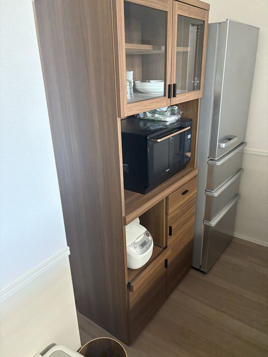 フナモコ 食器棚 幅79.2×奥44.5×高180cm リアルウォールナット SKD-81R 中古品 福岡県大川市 ㊥U00151拍卖