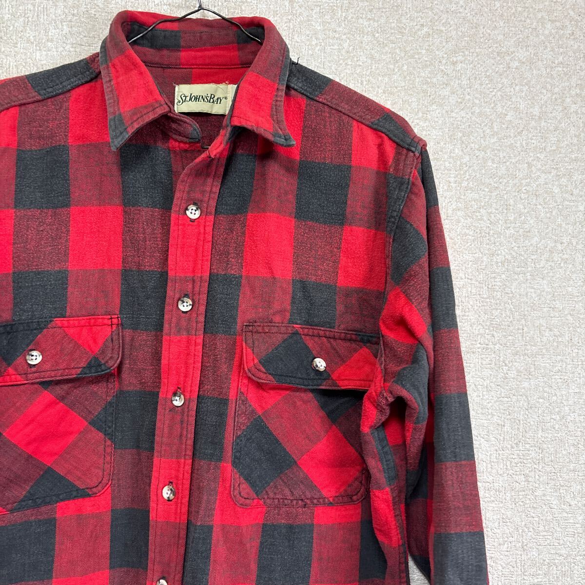 90s St John's bay BUFFALO check shirt バッファローチェック 長袖ネルシャツ Lサイズ 拍卖