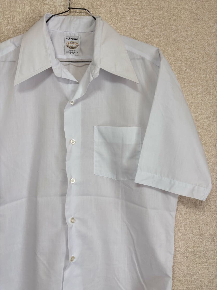 1970s Vintage Arrow Cotton Broad Shirt ヴィンテージアローコットンブロードシャツホワイト 半袖シャツ 日本製 メンズMサイズ相当拍卖