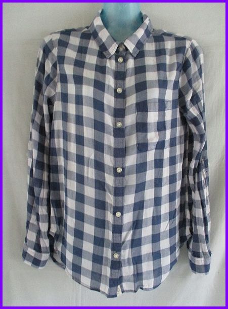 ♪M11785/AMERICAN EAGLE+長袖ブラウス+サイズXS+紺チェック+拍卖