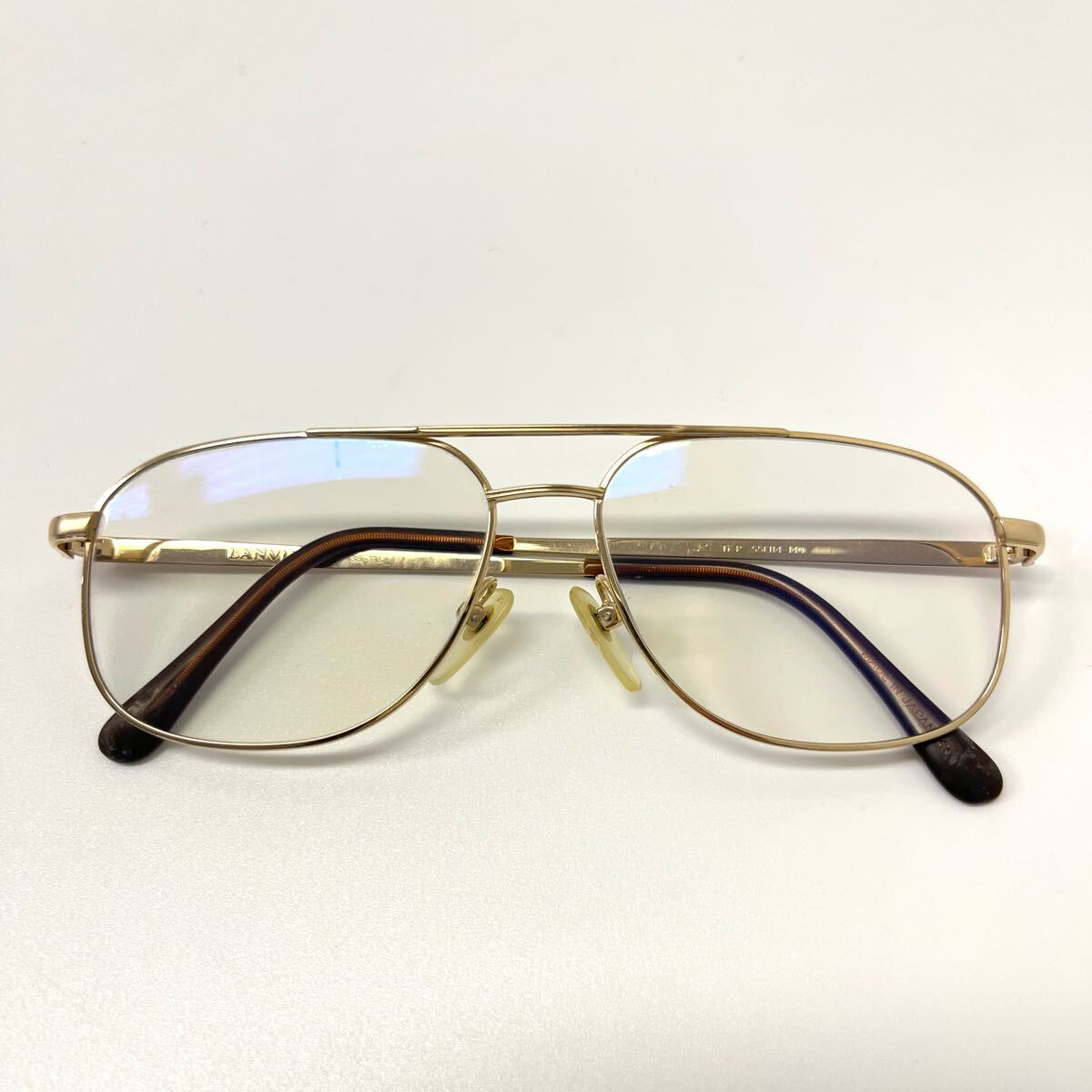 VINTAGE LANVIN 35-113 メタルフレーム メガネ 眼鏡 度入り チタン製 アイウェア ランバン ツーブリッジ【レターパックプラス郵送可】#216拍卖