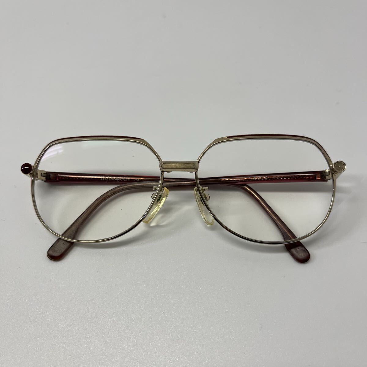 VINTAGE Yves Saint Laurent 眼鏡 メガネ メタルフレーム イヴサンローラン 度入り アイウェア YSL 希少 【レターパックプラス郵送可】#222拍卖
