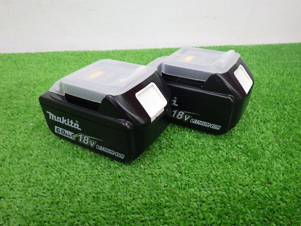 未使用品 純正 makita マキタ 18V 6.0Ah リチウムイオンバッテリー BL1860B 2個セット 雪マーク 残量表示付 セットばらし品 ③拍卖