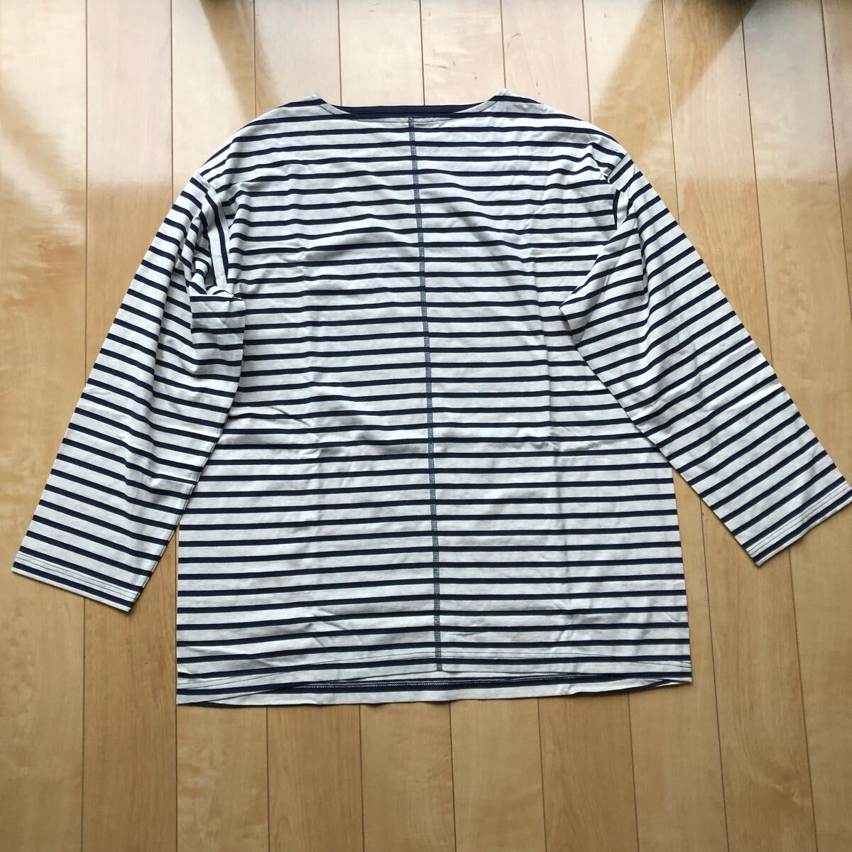 美品 無印良品 バスクシャツ 234-1-10 ネイビー ベージュ ボーダー L~XL拍卖