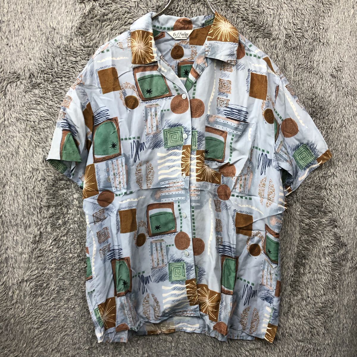 Effulge エフルージ 半袖シャツ サイズM ライトブルー シフォン 総柄 レディース トップス 最落なし(X2)拍卖