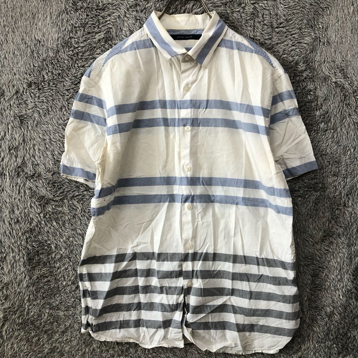 PERRY ELLIS ペリーエリス 半袖シャツ サイズS ブルー 青 メンズ トップス 最落なし (X2)拍卖