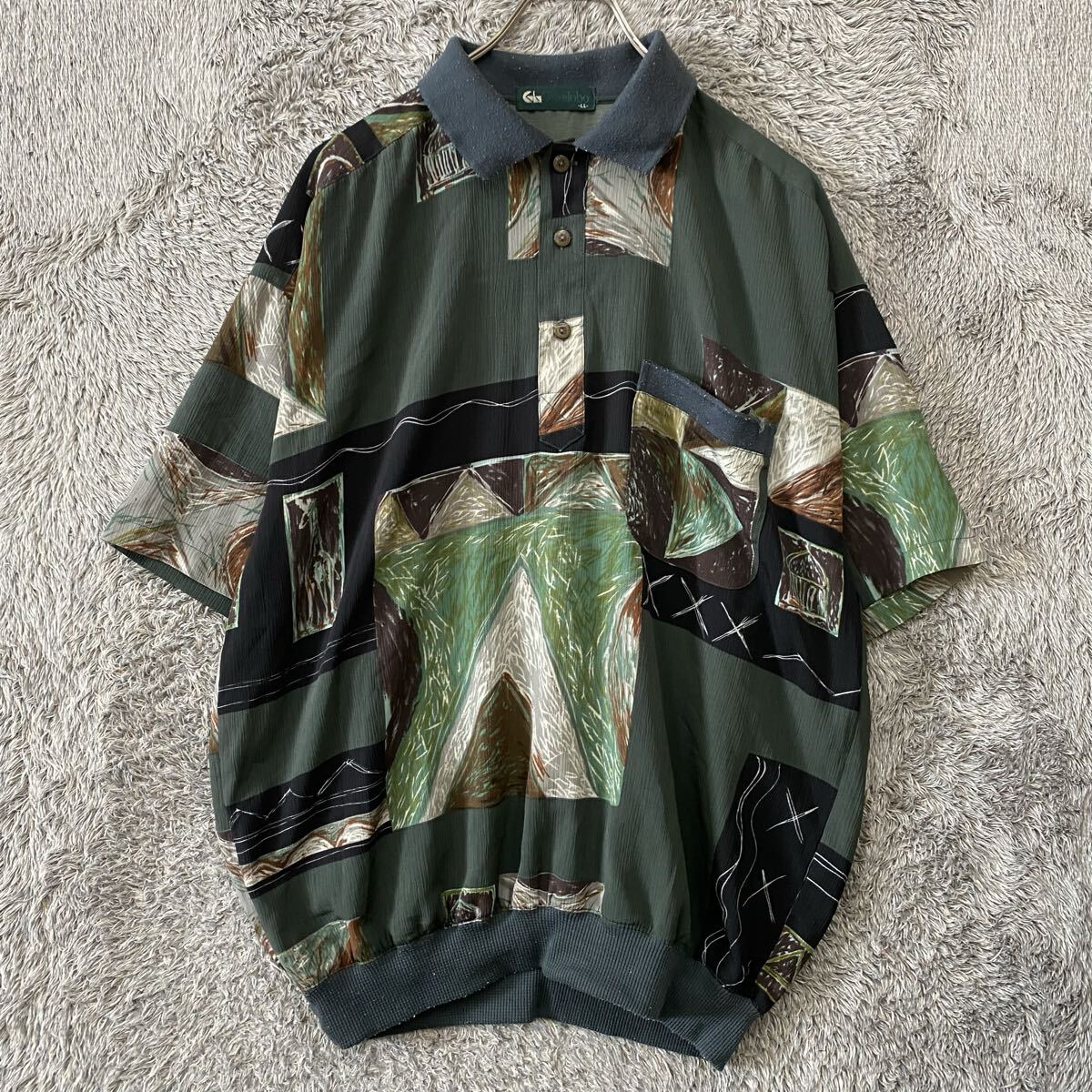 US古着 VINTAGE ヴィンテージ 半袖ポロシャツ 半袖シャツ サイズLL グリーン 緑 メンズ トップス 最落なし (X2)拍卖