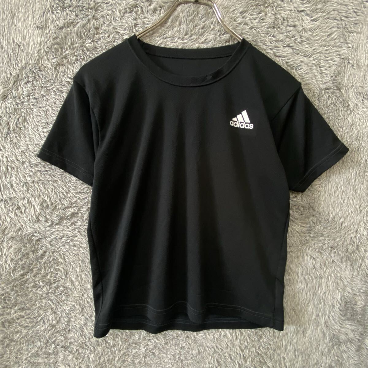 adidas アディダス 半袖Tシャツ 半袖カットソー スポーツウェア サイズ150 ブラック 黒 キッズ 子供服 トップス 最落なし (Z2)拍卖