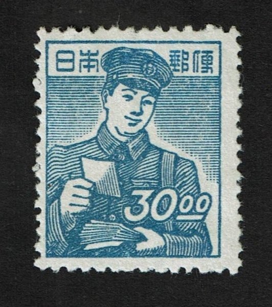 P240■【糊落ち】1948年 産業図案切手 郵便配達 30円■未使用・良好拍卖