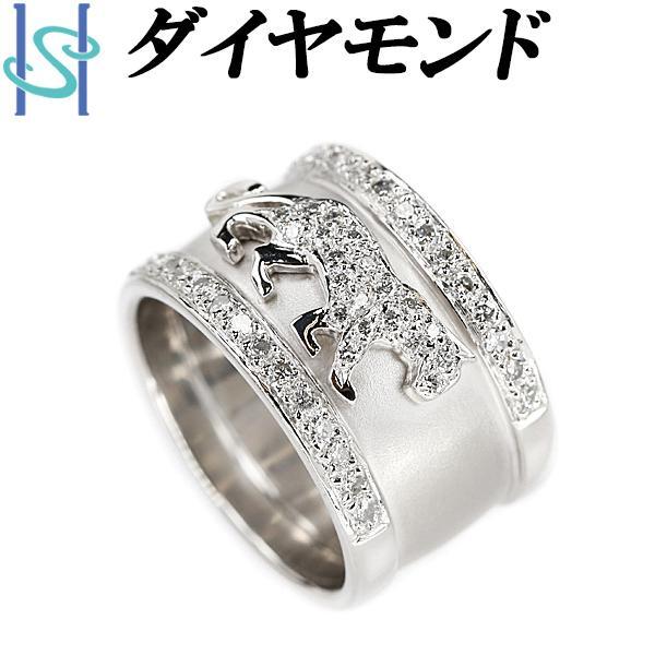 ダイヤモンド Pt900 豹 ひょう ヒョウ パンサー 動物 梨地 ツヤ消し マット 幅広 太め 美品 SH108301拍卖
