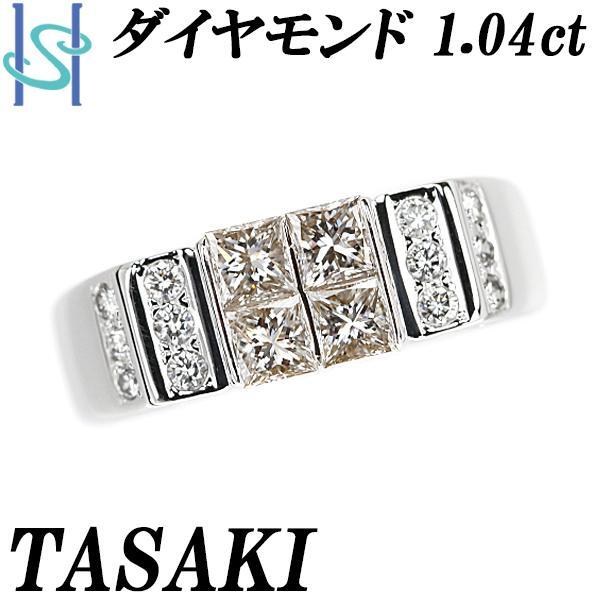 タサキ ダイヤモンド 1.04ct K18WG 変形カット ファンシーカット プリンセスカット 美品 中古 SH110427拍卖