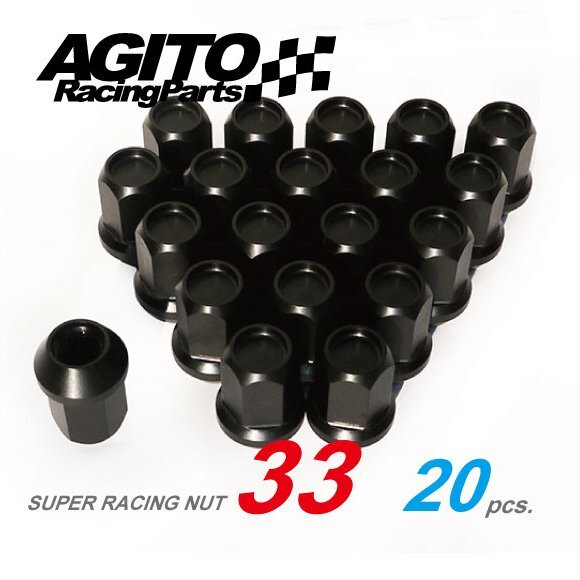 【20本】AGITO 非貫通 レーシングナット L33 17HEX M12xP1.5 60°テーパー座 クロモリ/トヨタ マツダ ホンダ 5穴車拍卖