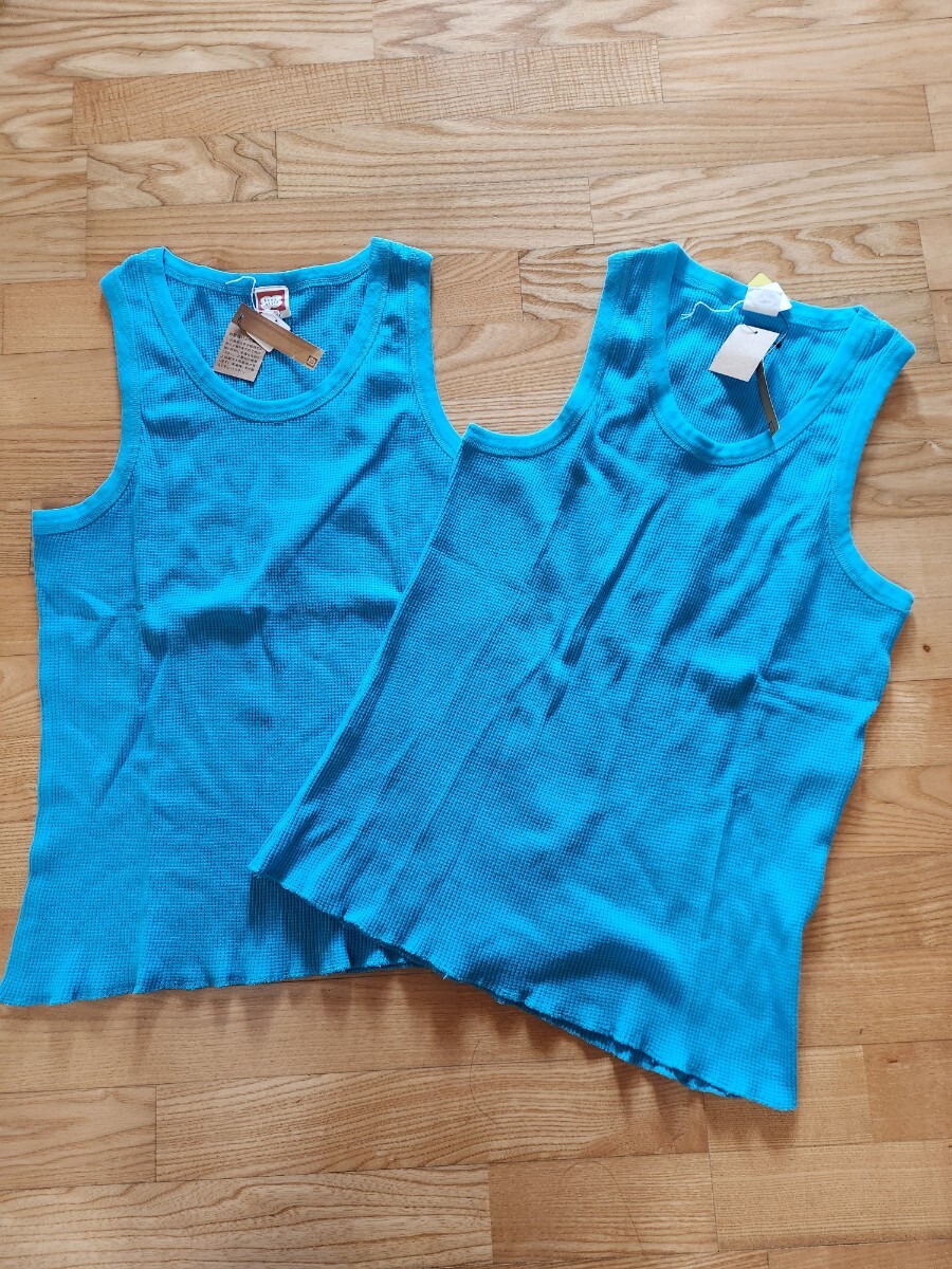 SALE! 送料込 即決★CAB CLOTHING 1734 Free style ワッフルタンクトップ 2枚組 ターコイズブルー M拍卖