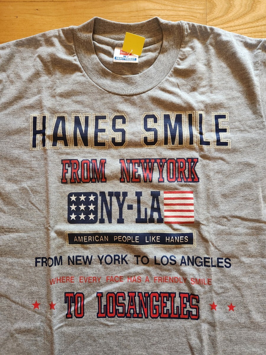 送料込 1990年代製 新品■Hanes ヘインズ HS-255 HEAVY WEIGHT ヘヴィーウエイト 半袖プリントTシャツ グレー L拍卖