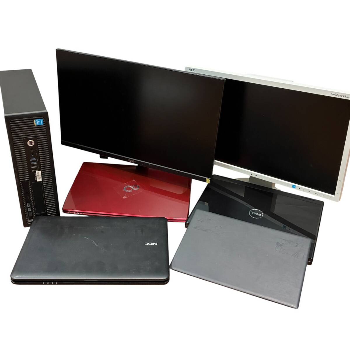 ☆パソコンおまとめ! デスクトップ 1台 ノートパソコン 4台 モニター 2台 周辺機器 おまとめ 通電確認済み ジャンク品【20335AY】拍卖