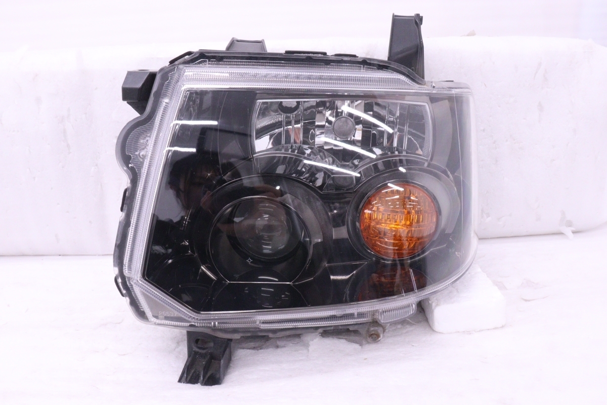 53-1485★値下 前期 HID H82W ekスポーツ★左ヘッドライト STANLEY P6537 ユニット ブラック 純正★三菱拍卖