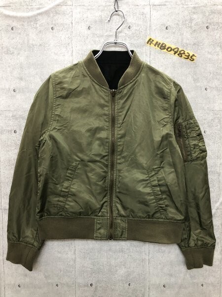 earth music&ecology アース ミュージック&エコロジー リバーシブル ブルゾンジャケット カーキ&黒 ブラック M拍卖