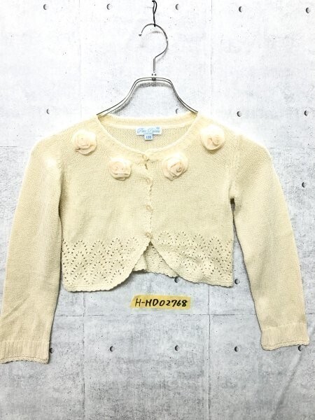 Petit Palais motherways キッズ バラモチーフ付き ニットボレロ 120 ベージュ アクリルポリエステル拍卖