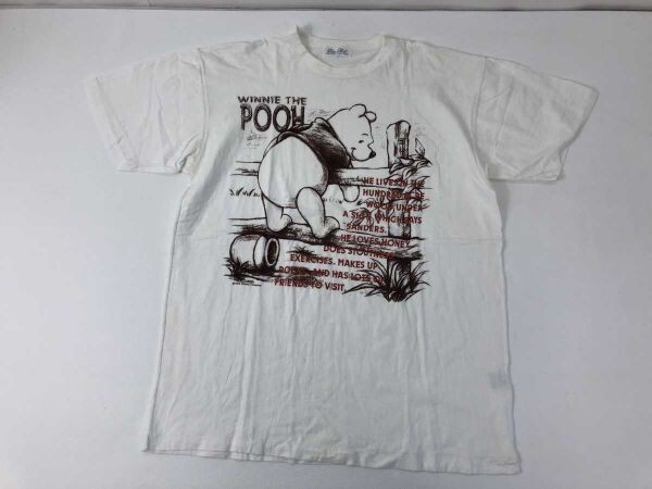 Dia Club ウォルトディズニー くまのプーさん Winnie the Pooh スケッチ イラスト ビッグプリント 半袖Tシャツ レディース 綿100% 白拍卖