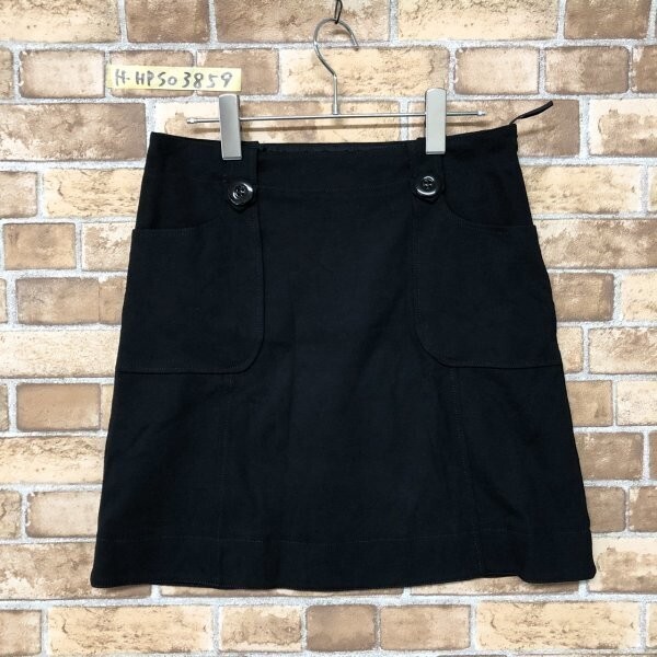 MARELLA sport マレーラ レディース ポケット付き サイドジップ ボタン 台形ミニスカート 40 黒 ブラック拍卖