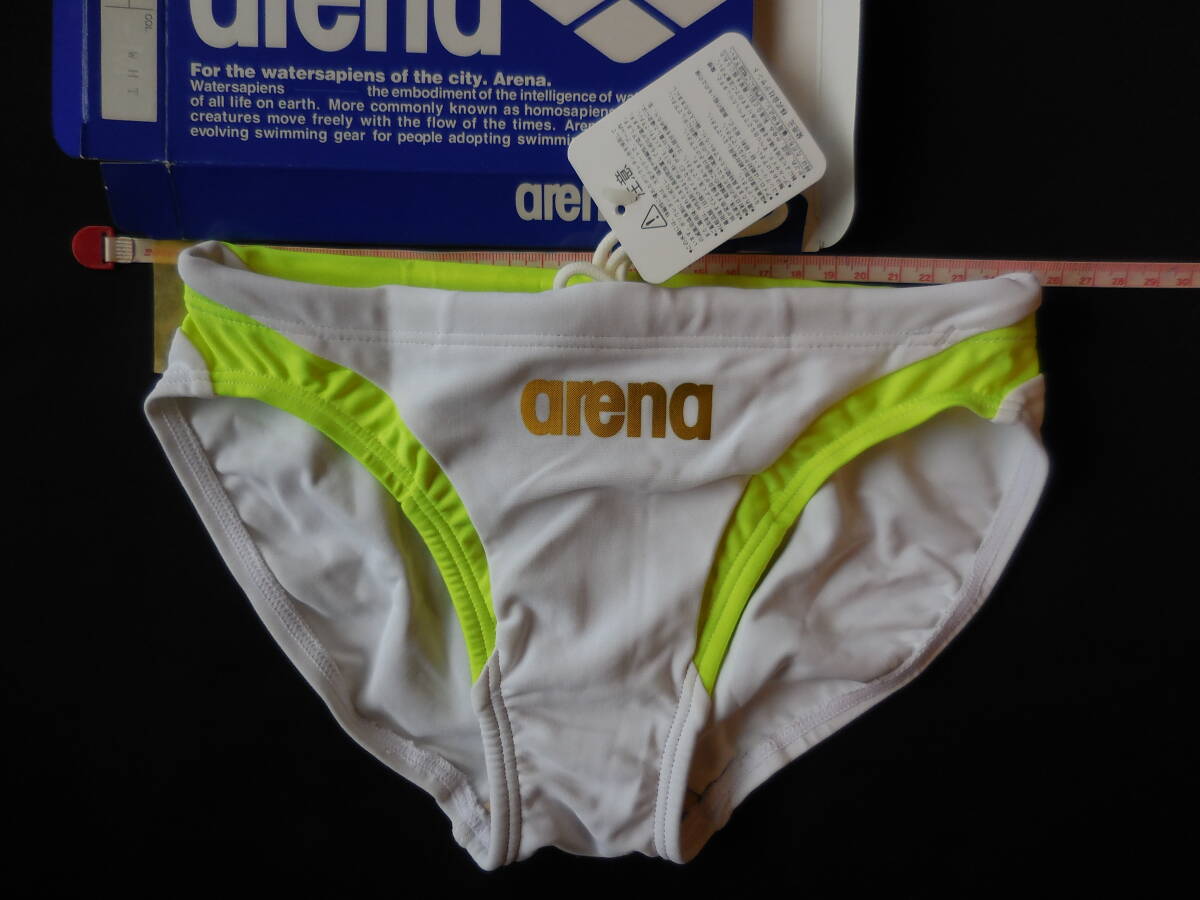 未使用品【サイズ:S】アリーナ 競泳 水着 競パン ホワイト/イエロー 特注【CAR-9103】拍卖
