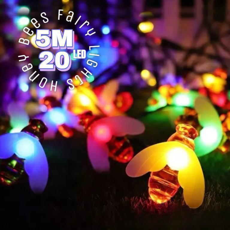 ★人気★ イルミネーションライト 防水 ミツバチ ソーラー充電 カラフル拍卖