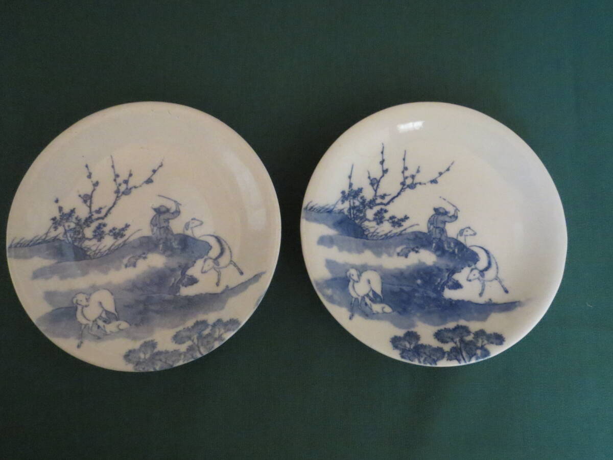 印版 皿 羊飼い図 ひつじ 2枚 大正期拍卖
