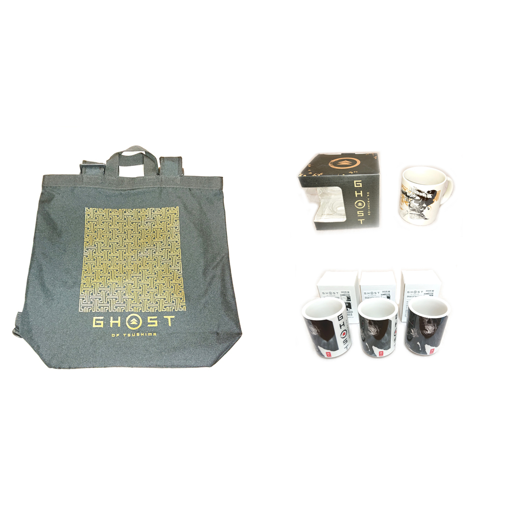 Ghost of Tsushima ゴーストオブツシマ 総額10010円分 2wayバックパック 1つ 冥人マグカップ 1つ 湯のみ 3つ 送料無料 入手困難 対馬拍卖
