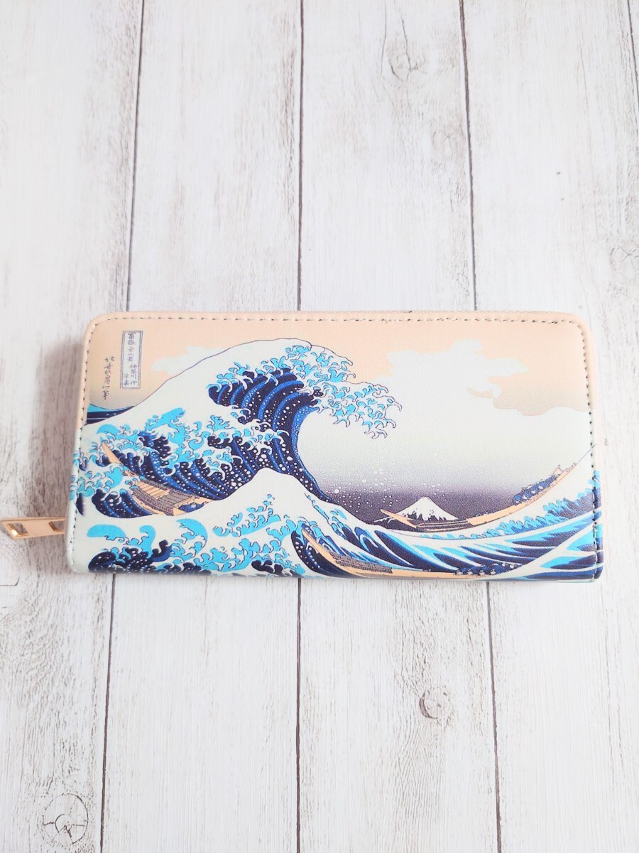 浮世絵 長財布 ラウンドファスナー 名画 北斎 富嶽三十六景 富士山 財布 男女兼用拍卖