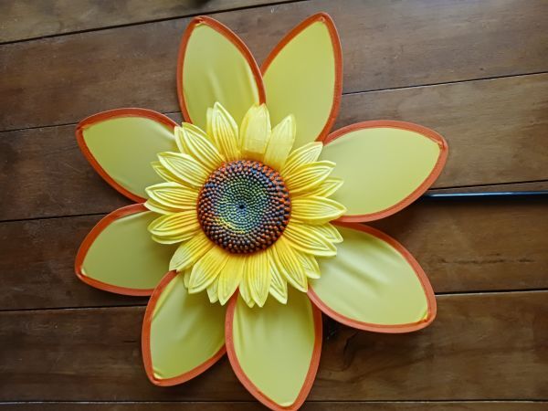 大きな かざぐるま 風車 ウィンドスピナー ガーデンオブジェ イエロー 黄色拍卖