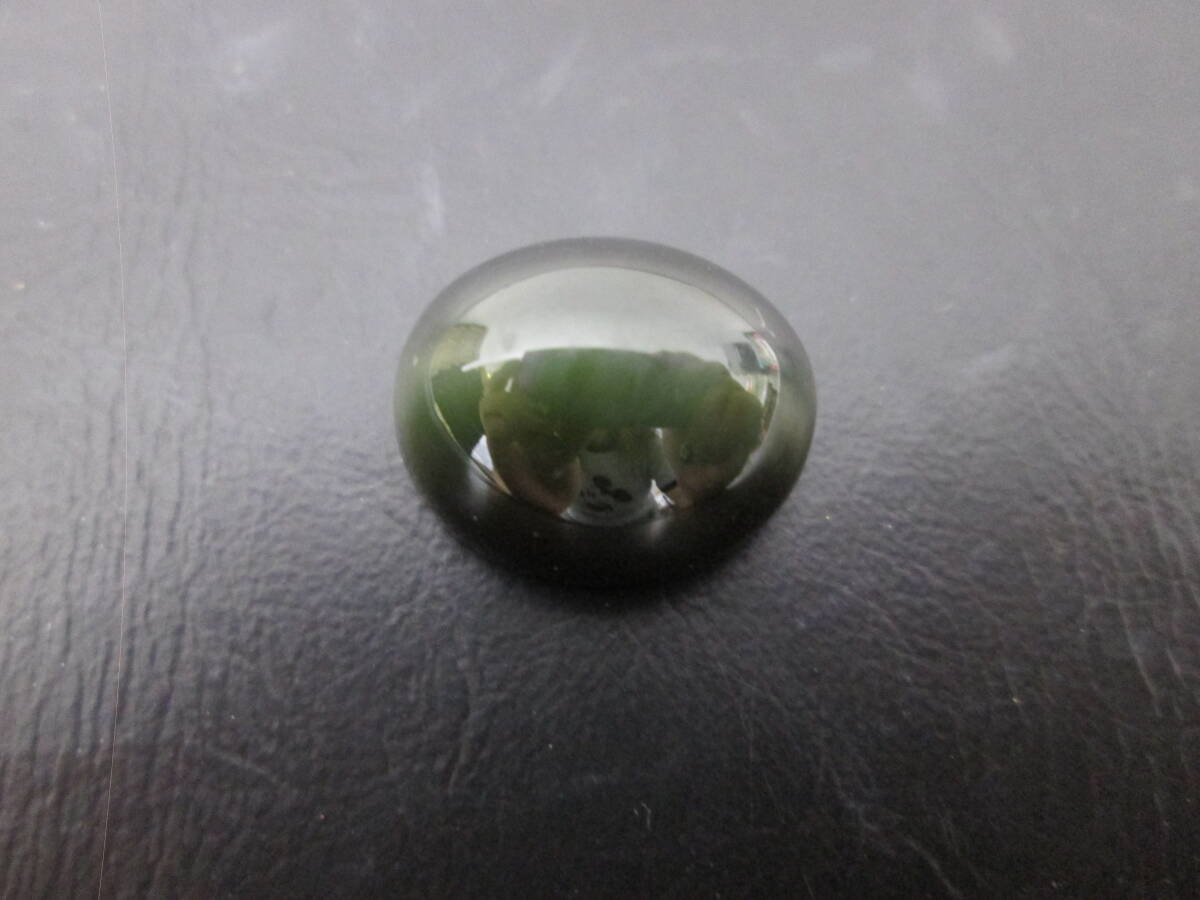 (86)☆ネフライトキャッツアイ 裸石 16.206ct 天然アクチノライトートレモライト 約16.1×13.3×9.0mm 中央宝石研究所 ソーティング付拍卖
