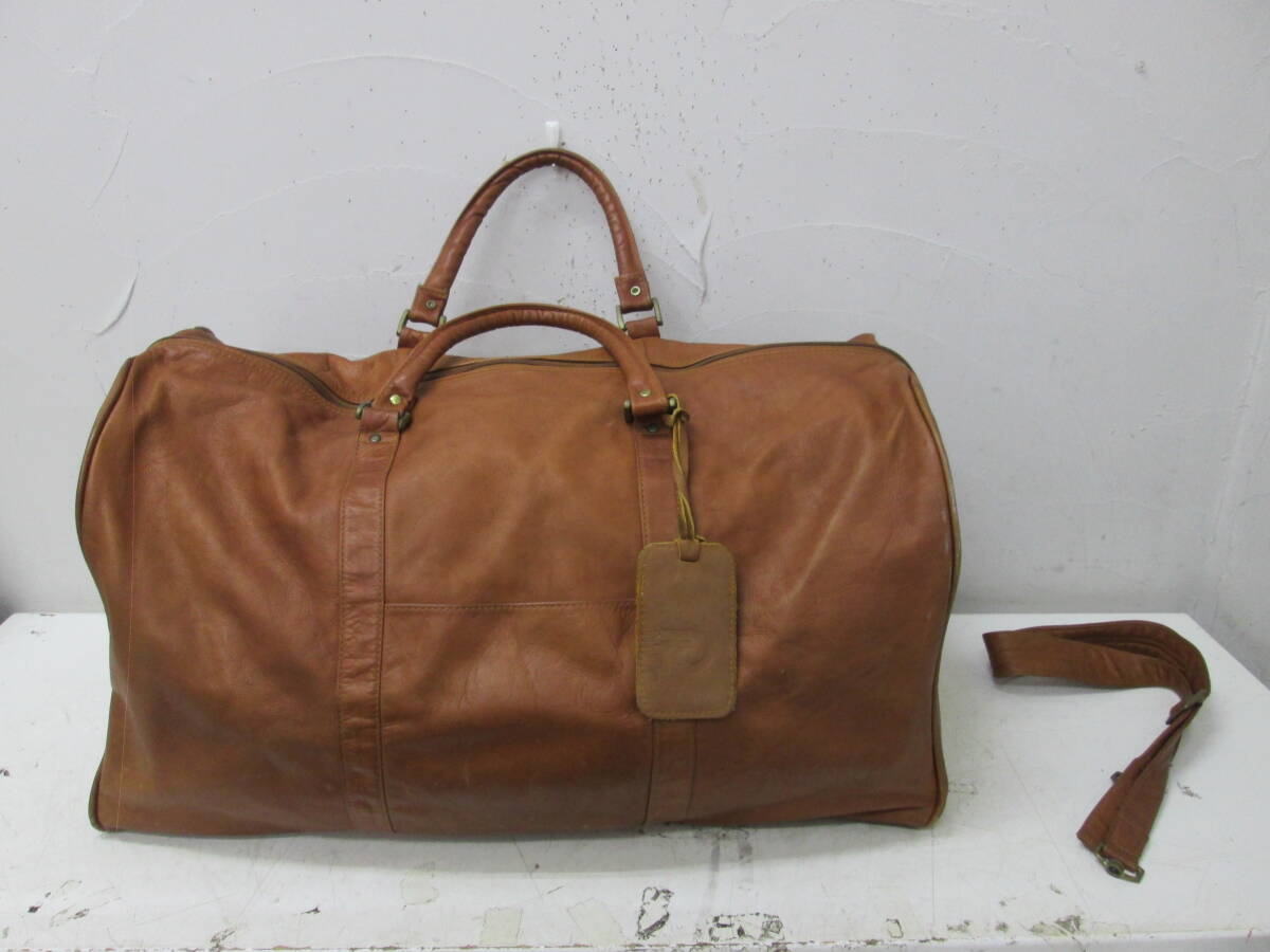 (88)☆PIEL ピエル GENUINE LEATHER レザー ボストンバッグ ブラウン系 コロンビア製 ショルダーストラップ破損拍卖