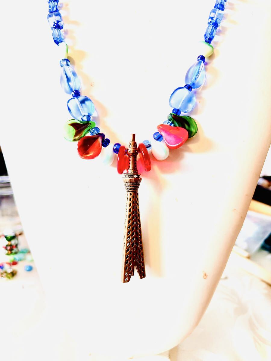 スカイツリーネックレスペンダント ハンドメイド ビーズ カラーストーン拍卖