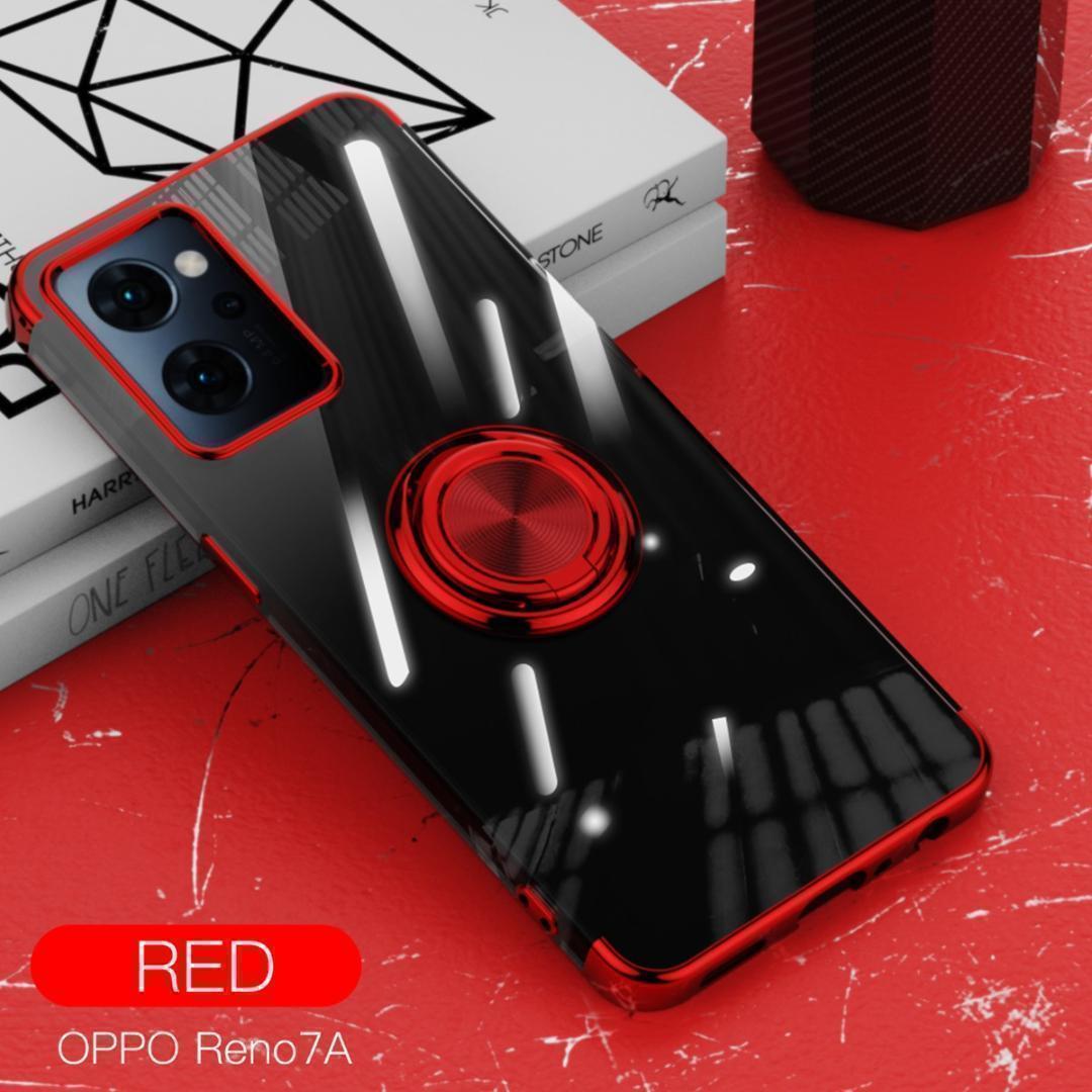 OPPO Reno7A /9A ケース TPU リング 透明 レッド拍卖
