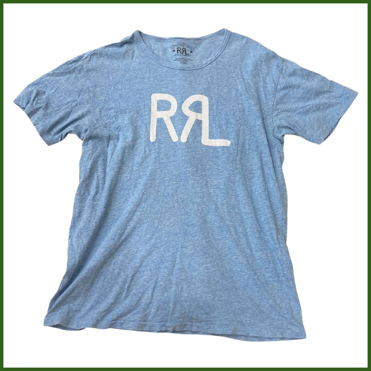 中古●Double RL RALPH LAUREN/ダブルアールエル ラルフローレン●ロゴTシャツ Mサイズ コットン 半袖 ブルー 札幌拍卖