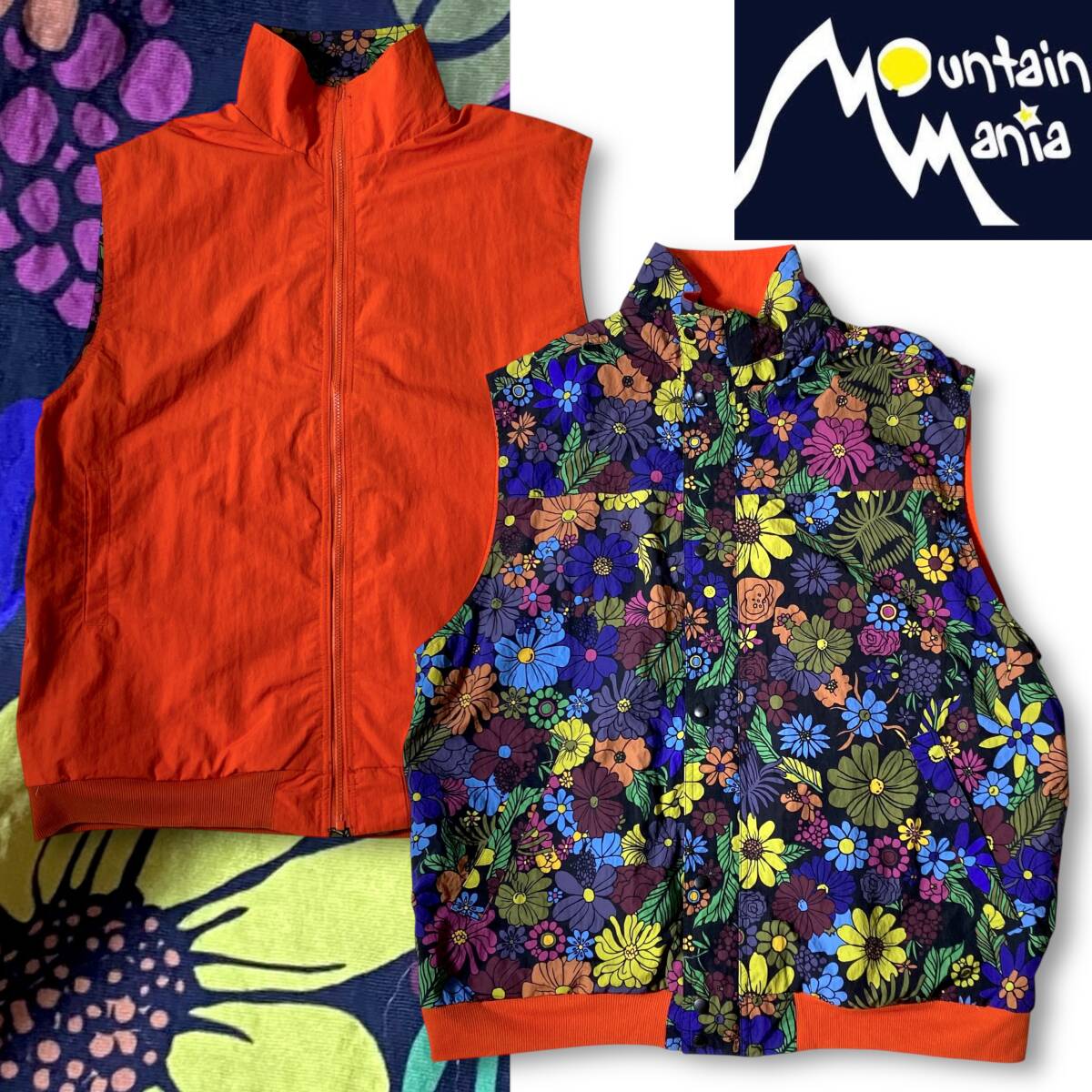 【XL】新品 マウンテンマニア ジップアップ リバーシブル フラワープリント ベスト Mountain Mania 普段着 アウトドア カジュアル◆R2887拍卖