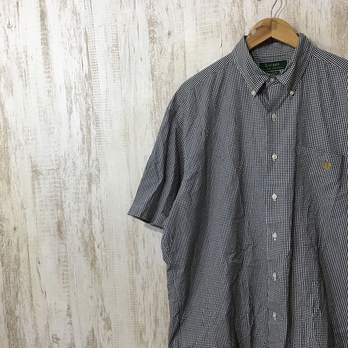 933☆【ボタンダウン ギンガムチェックシャツ】LAUREN RALPH LAUREN ラルフローレン L拍卖