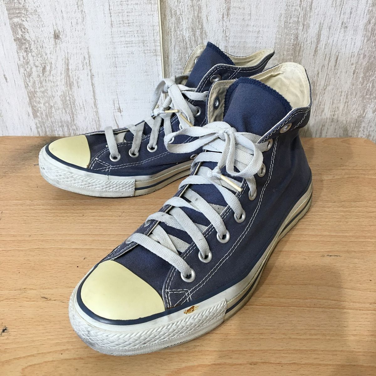 S296☆【ALL STAR キャンバス ハイカットスニーカー】CONVERSE コンバース 27 紺拍卖