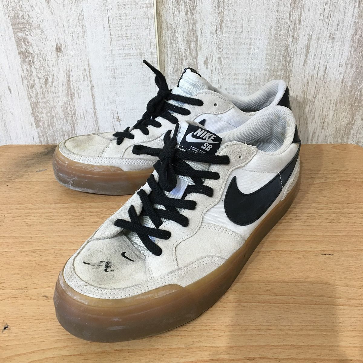 S298☆【ナイキエスビー Pogo ポゴ スニーカー】NIKE SB 白 黒 28拍卖