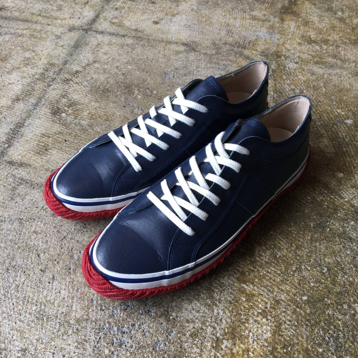 LLサイズ (27.5cm) | スピングル SPINGLE SP-1066 Navy×Red クッション性 インソール 靴 カンガルーレザー Japan 日本製 (新品)(正規品)拍卖