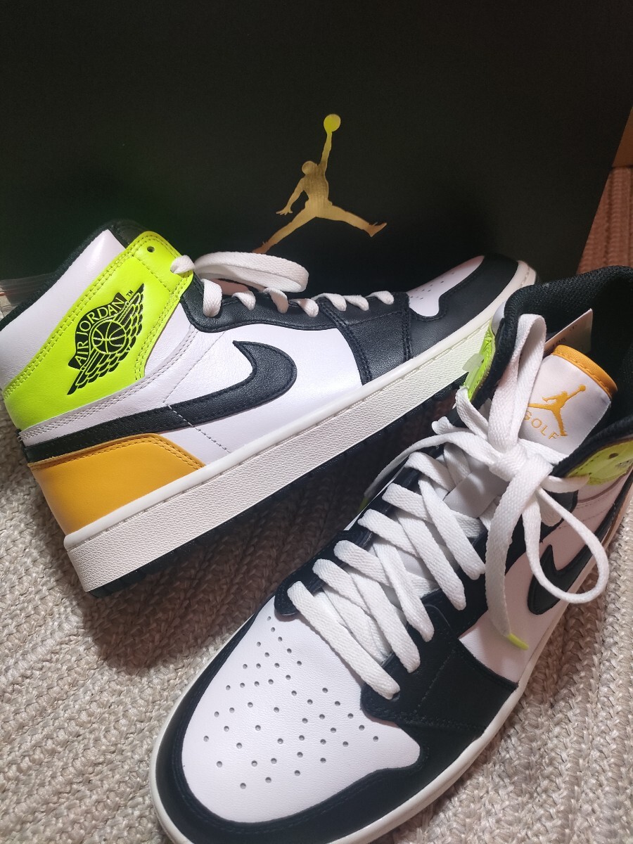 新品 未使用 NIKE GOLF エアジョーダン 1 ハイ 28cm ナイキ ゴルフ AIR JORDAN HIGH VOLT スパイク ゴルフシューズ 防水拍卖