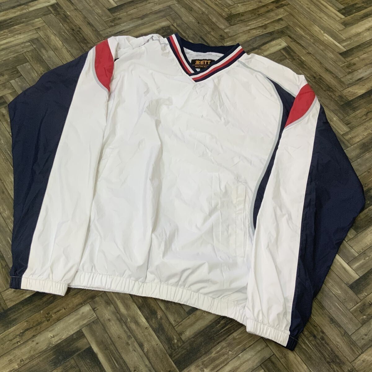 HY557 ZETT ゼット ピステ 練習着 ホワイト ネイビー レッド L拍卖