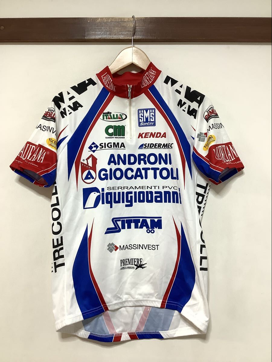 め1658 イタリア製 Santini SMS サンティーニ ハーフジップサイクルジャージ サイクルシャツ L トリコロール TRE COLLI LAURETANA拍卖