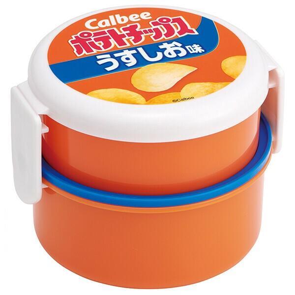 丸型ランチボックス2段(フォーク付) 弁当箱 カルビー ポテトチップス うすしお味 スケーター拍卖