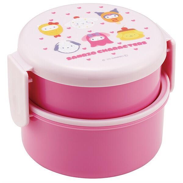 サンリオキャラクターズ 弁当箱 抗菌 丸型ランチボックス2段(フォーク付) なりきり食べ物 スケーター拍卖